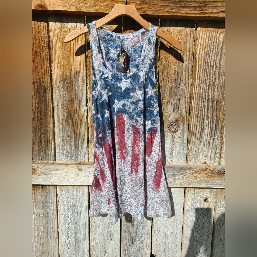 T. Party Patriotic Sleeveless Top with Stars and Stripes